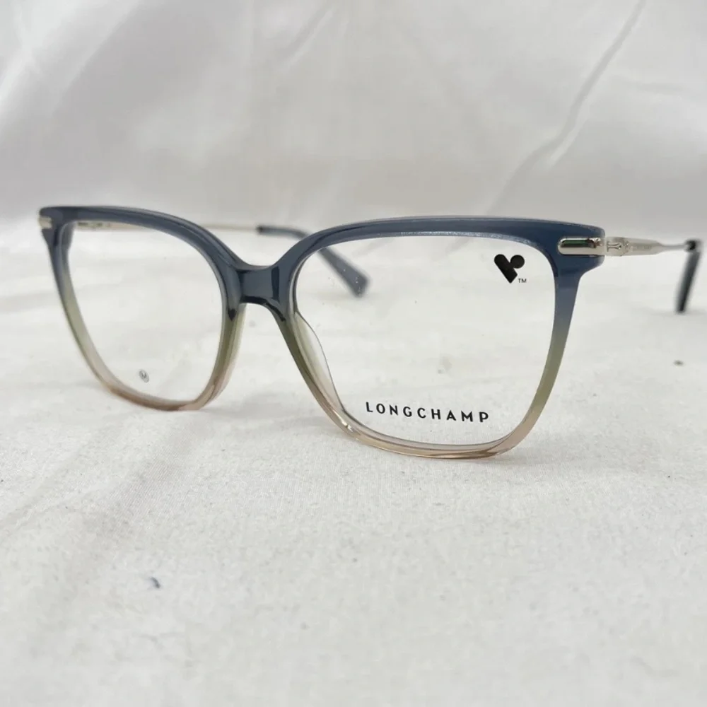 new Longchamp LO2751 Square Cat‑Eye Eyeglasses, Transparent Blue/Beige